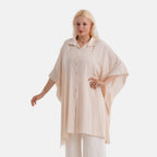 La Marey Kaftan-Style Longline Shirt (One Size) - Cream_8477475