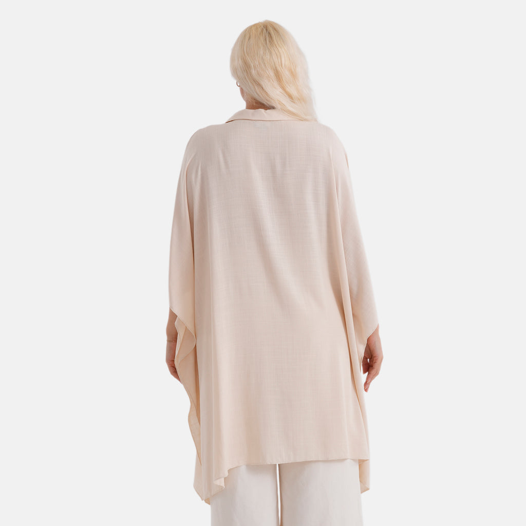 La Marey Kaftan-Style Longline Shirt (One Size) - Cream_8477475_2