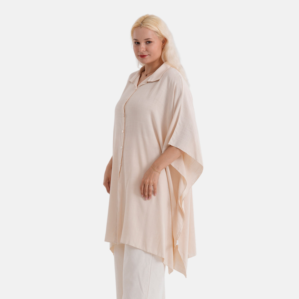 La Marey Kaftan-Style Longline Shirt (One Size) - Cream V32607185 4