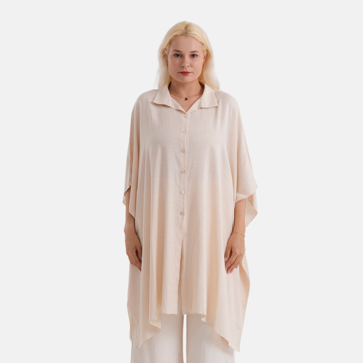 La Marey Kaftan-Style Longline Shirt (One Size) - Cream V32607185 5