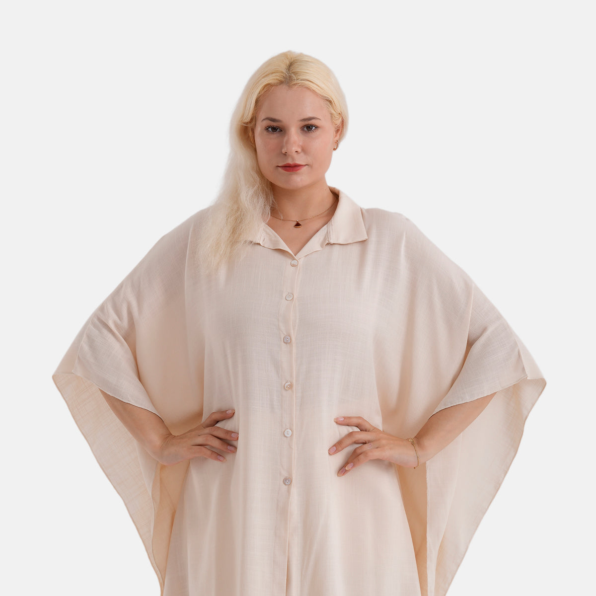 La Marey Kaftan-Style Longline Shirt (One Size) - Cream V32607185 6