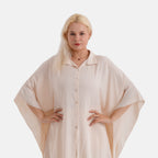 La Marey Kaftan-Style Longline Shirt (One Size) - Cream_8477475_5
