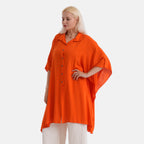 La Marey Kaftan-Style Longline Shirt (One Size) - Orange_8477476