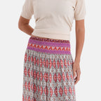 100% Viscose La Marey Elastic Waist Summer Printed Maxi Skirt (One Size) - Multicolour_8477477_4