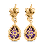 D'Joy AAA African Amethyst & White Zircon Dangling Earring with Push Post in Yellow Gold Plated Sterling Silver 3.02 Ct._8477629_4