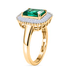 Luxuriant AAAA Lab Grown Colombian Emerald & Lab Grown Diamond SI/GH Halo Ring in 18K Vermeil Yellow Gold Plated Sterling Silver 1.83 Ct._8477657_3