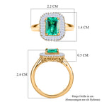 Luxuriant AAAA Lab Grown Colombian Emerald & Lab Grown Diamond SI/GH Halo Ring in 18K Vermeil Yellow Gold Plated Sterling Silver 1.83 Ct._8477657_5