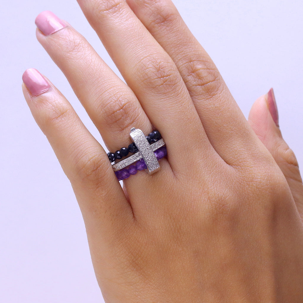 EverTrue - African Amethyst & Black Spinel Stackable Ring 12.50 Ct._8477763_1