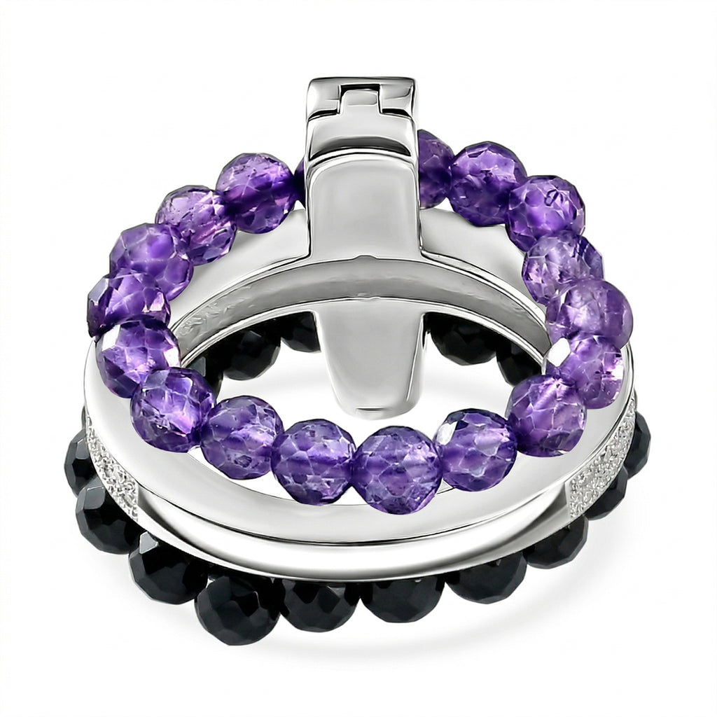 EverTrue - African Amethyst & Black Spinel Stackable Ring 12.50 Ct._8477763_4