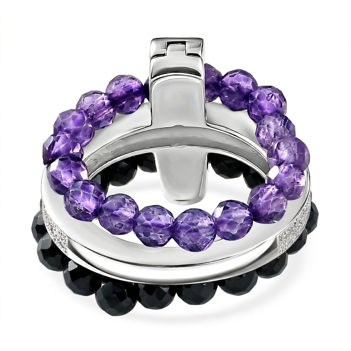 EverTrue - African Amethyst &amp; Black Spinel Stackable Ring 12.50 Ct. V32513376 5