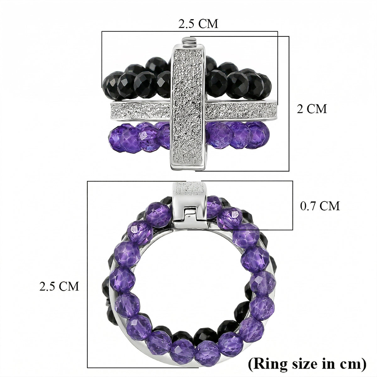 EverTrue - African Amethyst &amp; Black Spinel Stackable Ring 12.50 Ct. V32513376 6