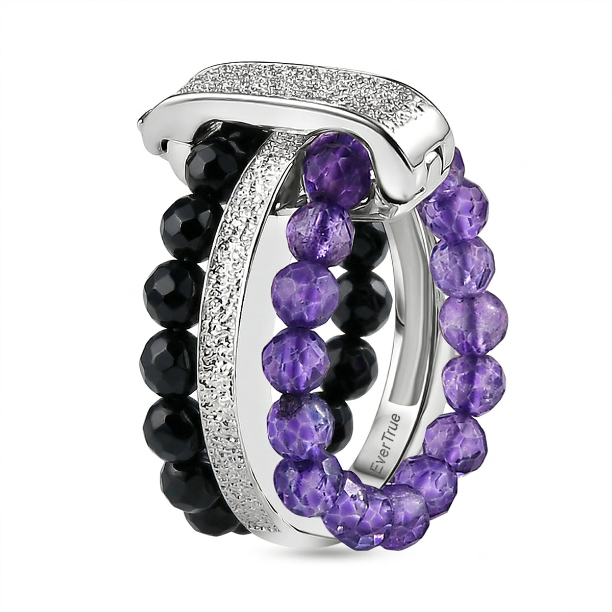 EverTrue - African Amethyst &amp; Black Spinel Stackable Ring 12.50 Ct. V32514315 4