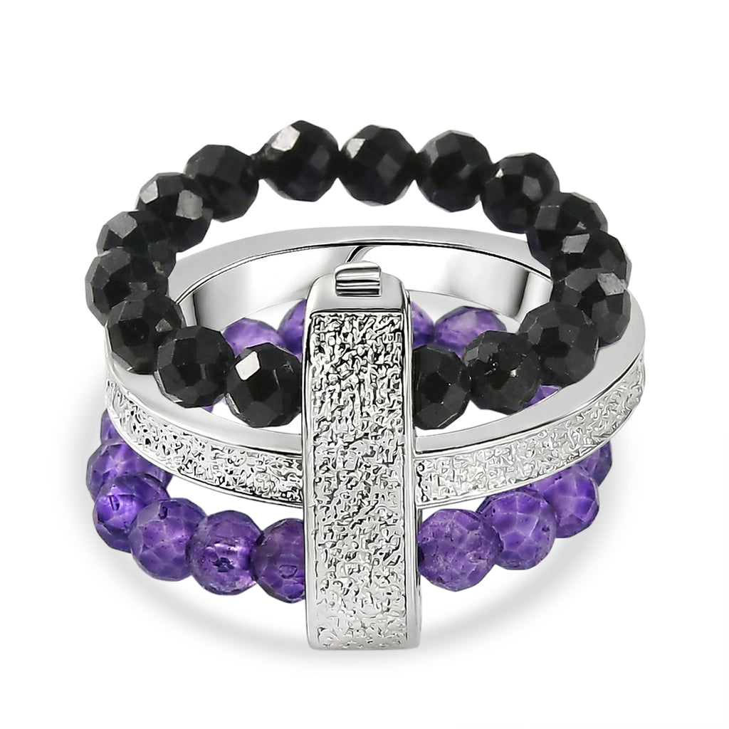 EverTrue - African Amethyst & Black Spinel Stackable Ring 12.50 Ct._8477815