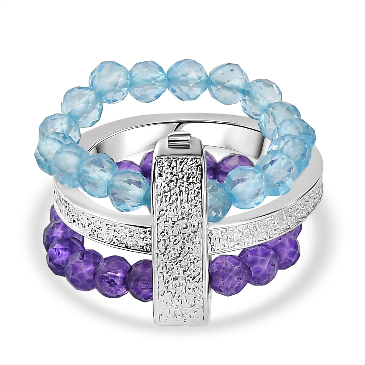EverTrue - Skyblue Topaz &amp; African Amethyst Stackable Ring 11.00 Ct. V32513880 0