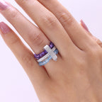 EverTrue - Skyblue Topaz & African Amethyst Stackable Ring 11.00 Ct._8477826_1