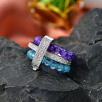 EverTrue - Skyblue Topaz & African Amethyst Stackable Ring 11.00 Ct._8477826_2