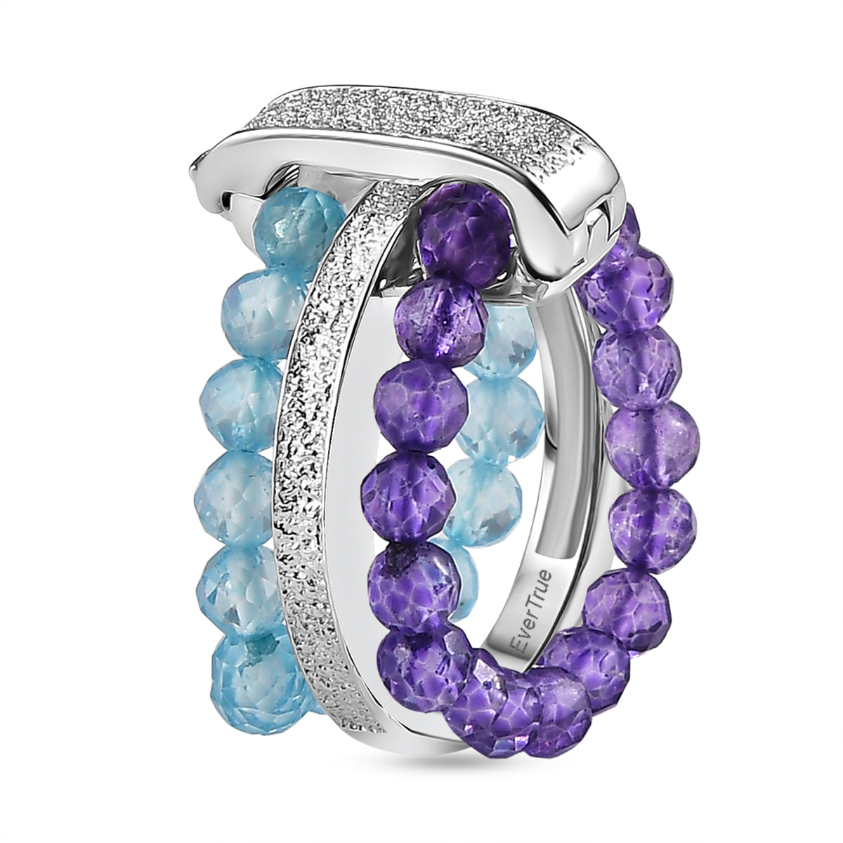 EverTrue - Skyblue Topaz &amp; African Amethyst Stackable Ring 11.00 Ct. V32513880 4