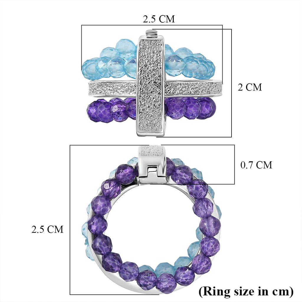 EverTrue - Skyblue Topaz & African Amethyst Stackable Ring 11.00 Ct._8477826_5