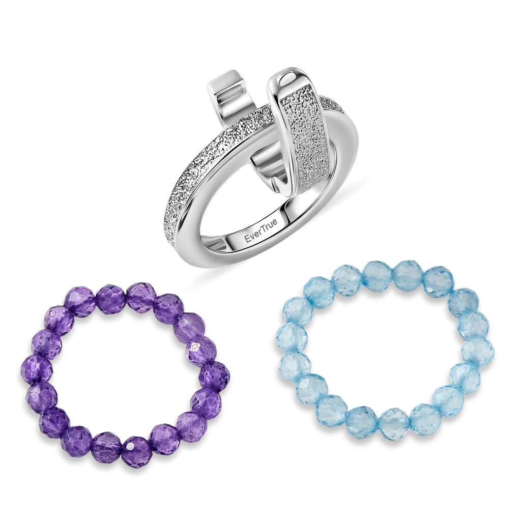 EverTrue - Skyblue Topaz & African Amethyst Stackable Ring 11.00 Ct._8477826_6