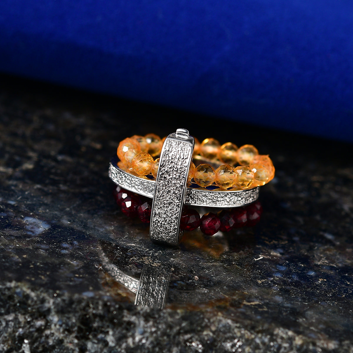 EverTrue - Citrine &amp; Red Garnet Stackable Ring 10.50 Ct. V32513374 2