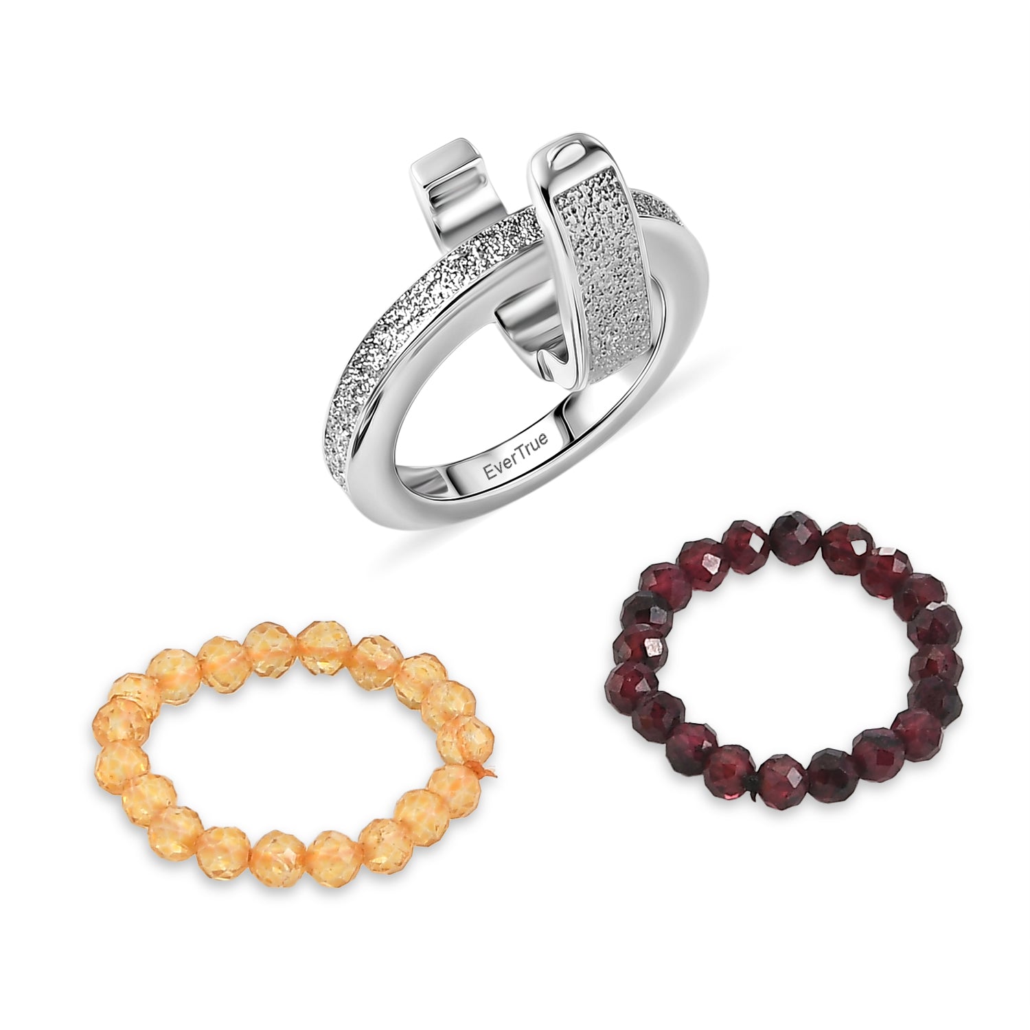 EverTrue - Citrine &amp; Red Garnet Stackable Ring 10.50 Ct. V32513374 6