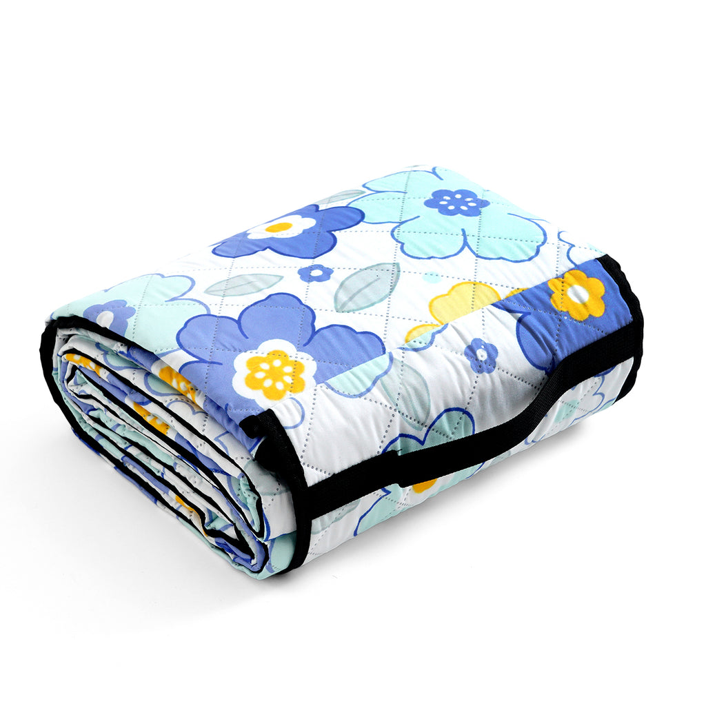 Extra Large Cotton Padded Picnic Blanket Waterproof, (2 x 2m) - Flower_8477846_3