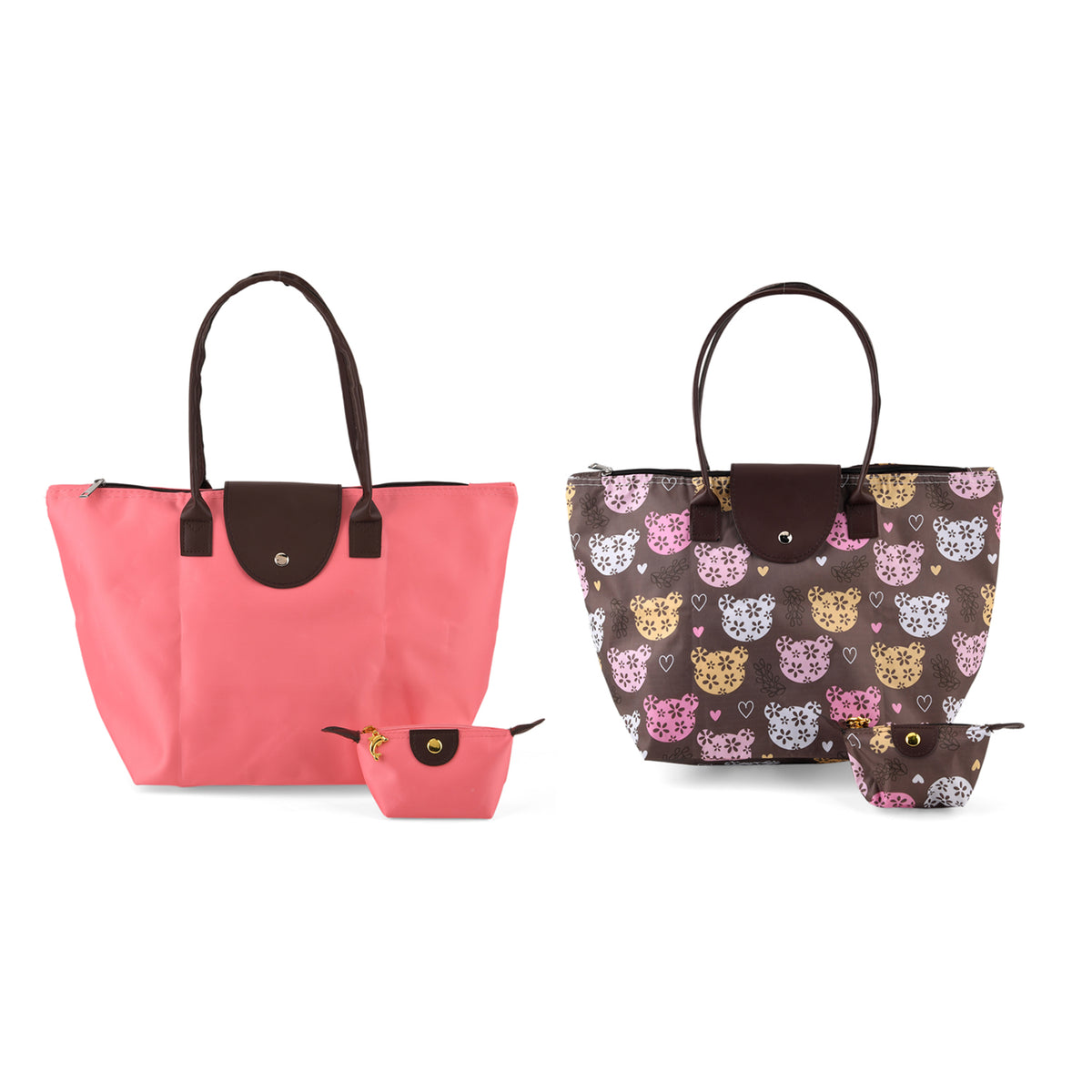 Nylon Patterned Tote Bag (Size 42x26x16 cm) - Pink V32521964 0