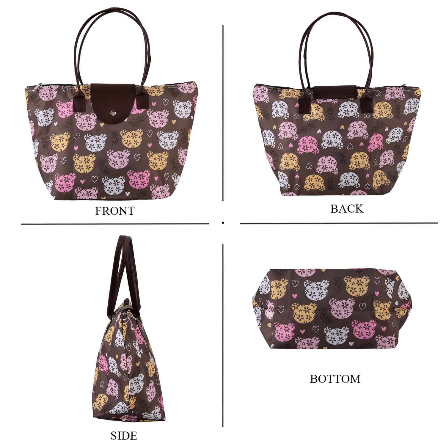 Nylon Patterned Tote Bag (Size 42x26x16 cm) - Pink V32521964 4