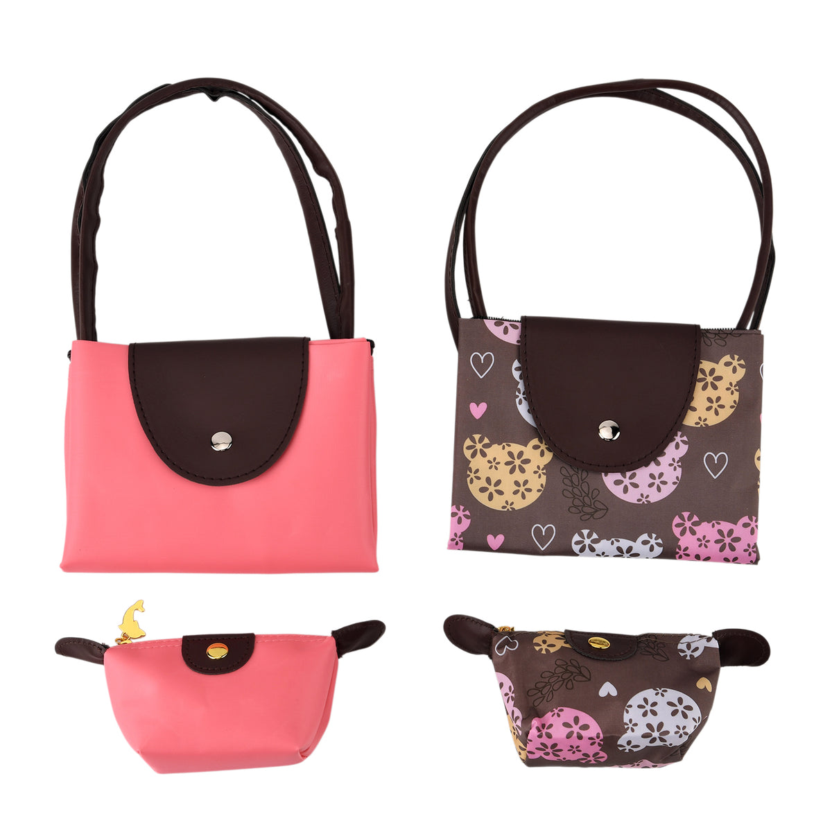 Nylon Patterned Tote Bag (Size 42x26x16 cm) - Pink V32521964 6