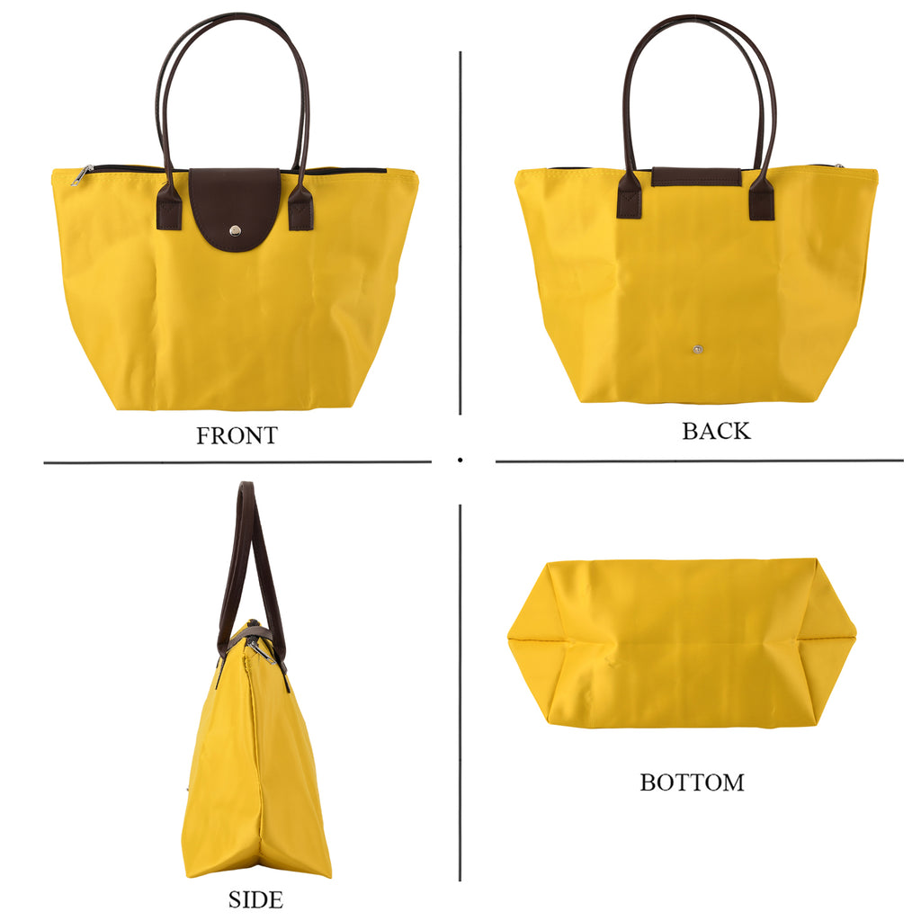 Nylon Patterned Tote Bag (Size 42x26x16 cm) - Yellow_8477915_4