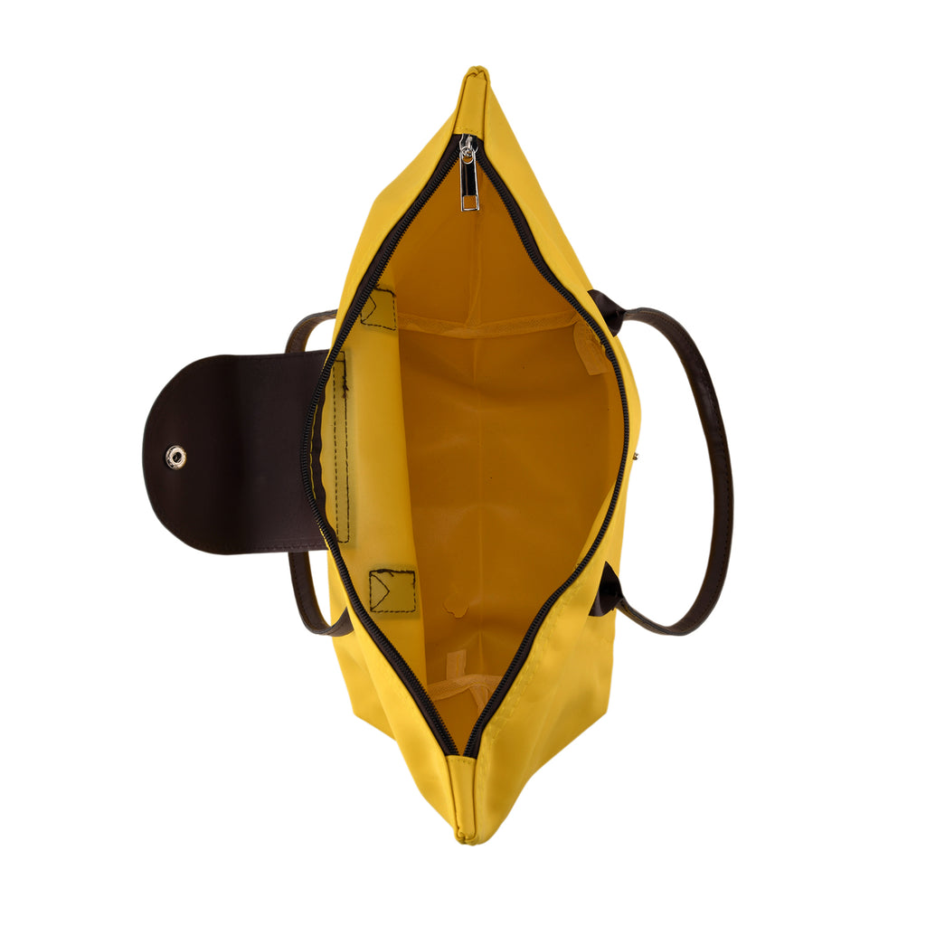 Nylon Patterned Tote Bag (Size 42x26x16 cm) - Yellow_8477915_9