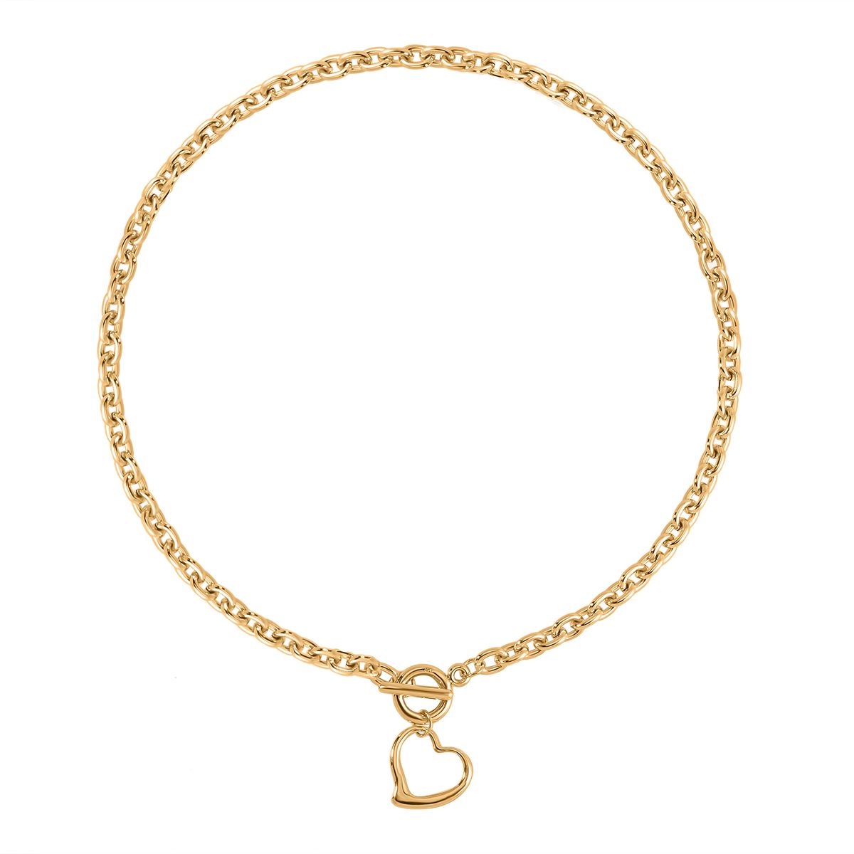 Heart Charm Necklace (Size - 20.5inch) with T-Bar Clasp in Yellow V32527929 0