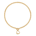 Heart Charm Necklace (Size - 20.5inch) with T-Bar Clasp in Yellow_8477940