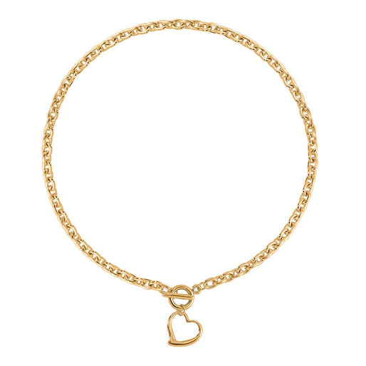 Heart Charm Necklace (Size - 20.5inch) with T-Bar Clasp in Yellow