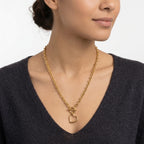 Heart Charm Necklace (Size - 20.5inch) with T-Bar Clasp in Yellow_8477940_1