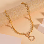 Heart Charm Necklace (Size - 20.5inch) with T-Bar Clasp in Yellow_8477940_2