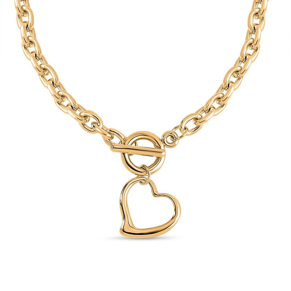 Heart Charm Necklace (Size - 20.5inch) with T-Bar Clasp in Yellow_8477940_3