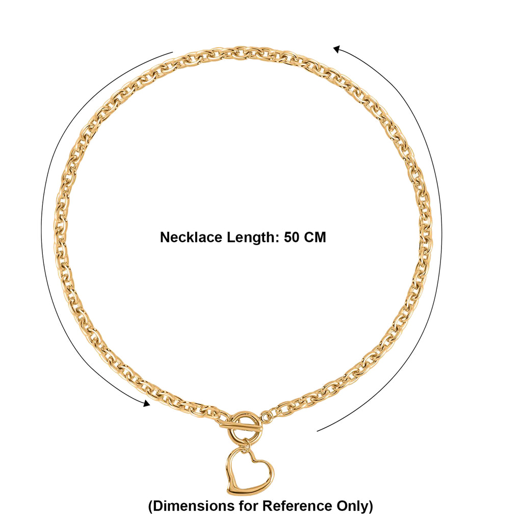 Heart Charm Necklace (Size - 20.5inch) with T-Bar Clasp in Yellow_8477940_4