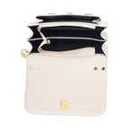 Designer Inspired-La Marey Floral Applique Sling Crossbody Bag with Chain Strap - White_8477979_5