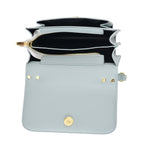 Designer Inspired-La Marey Floral Applique Sling Crossbody Bag with Chain Strap - Blue_8477982_5