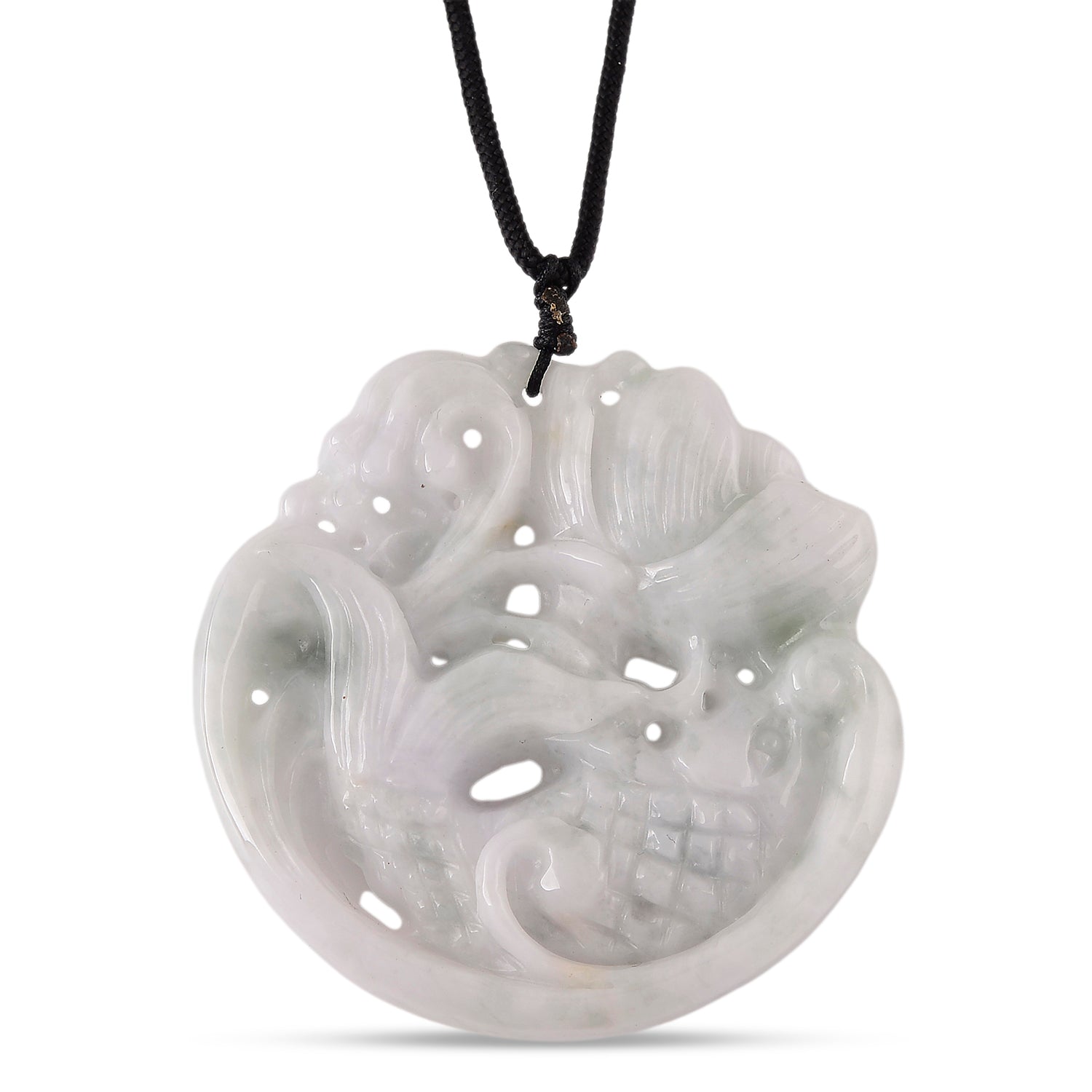 Natural White Jade Adjustable Carved Fish Necklace (Size - 28) 270.00 Ct. 8478295 5