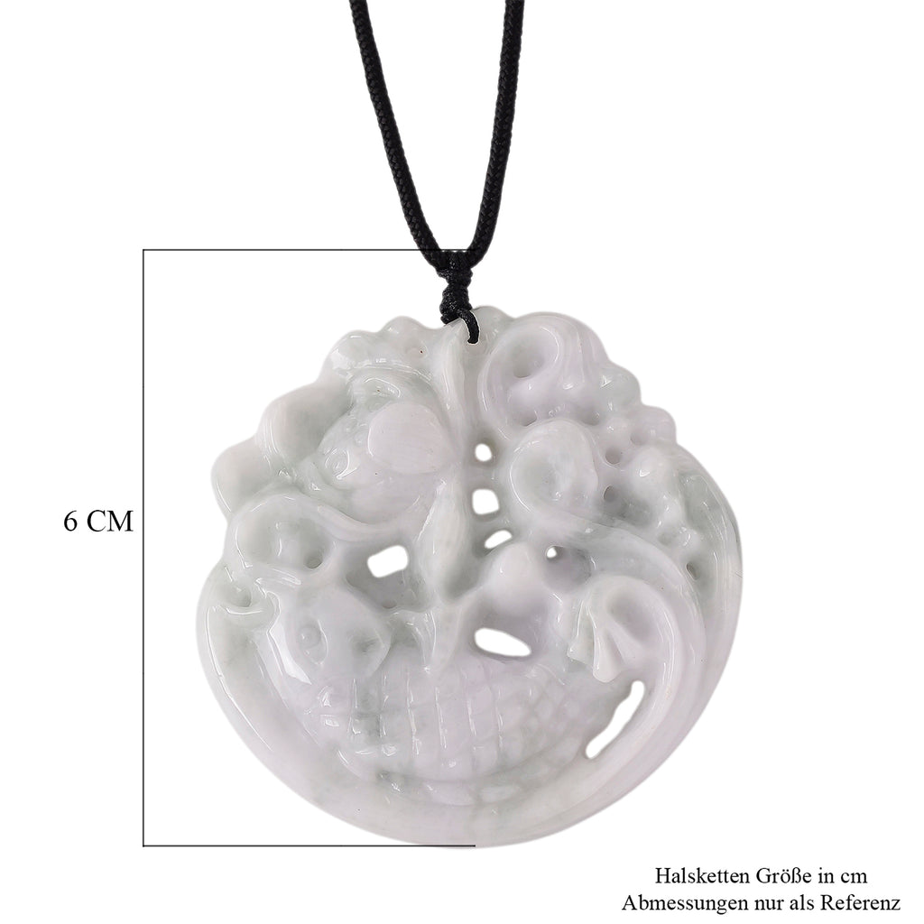 Natural White Jade Adjustable Carved Fish Necklace (Size - 28) 270.00 Ct._8478295_6