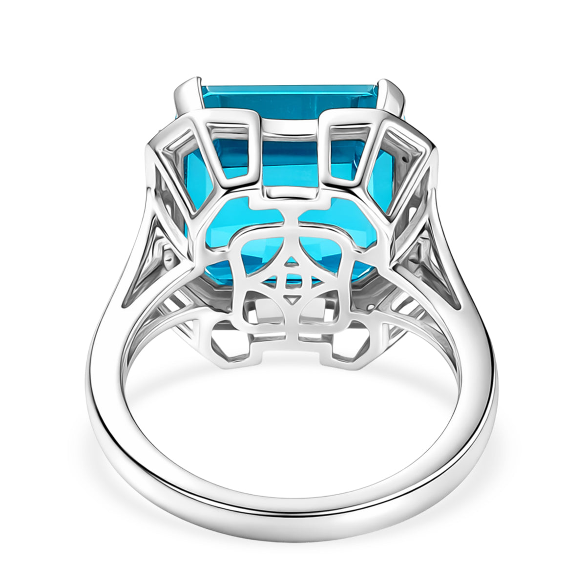 D'Joy Capri Blue Triplet Quartz &amp; White Zircon Ring in Platinum Overlay Sterling Silver 9.00 Ct. V32537761 5
