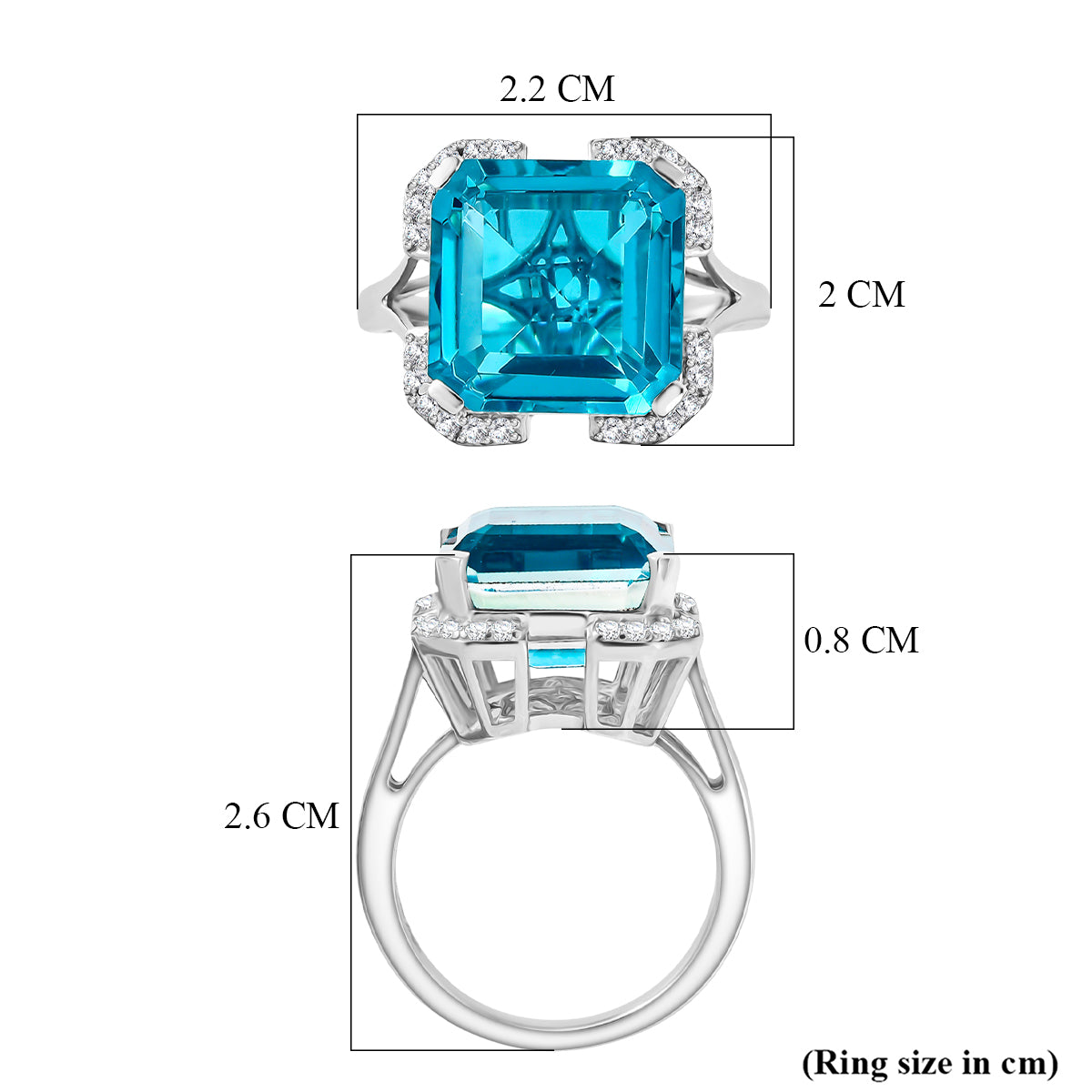 D'Joy Capri Blue Triplet Quartz &amp; White Zircon Ring in Platinum Overlay Sterling Silver 9.00 Ct. V32537761 6