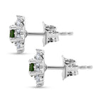 Natural Chrome Diopside & White Zircon Halo Earring with Push Back in Platinum Overlay Sterling Silver 1.30 Ct._8478483_3