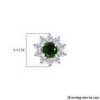 Natural Chrome Diopside & White Zircon Halo Earring with Push Back in Platinum Overlay Sterling Silver 1.30 Ct._8478483_4