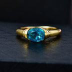 D'Joy Capri Blue Triplet Quartz Solitaire Ring in Yellow Gold Plated  Sterling Silver 1.53 Ct._8478489_2