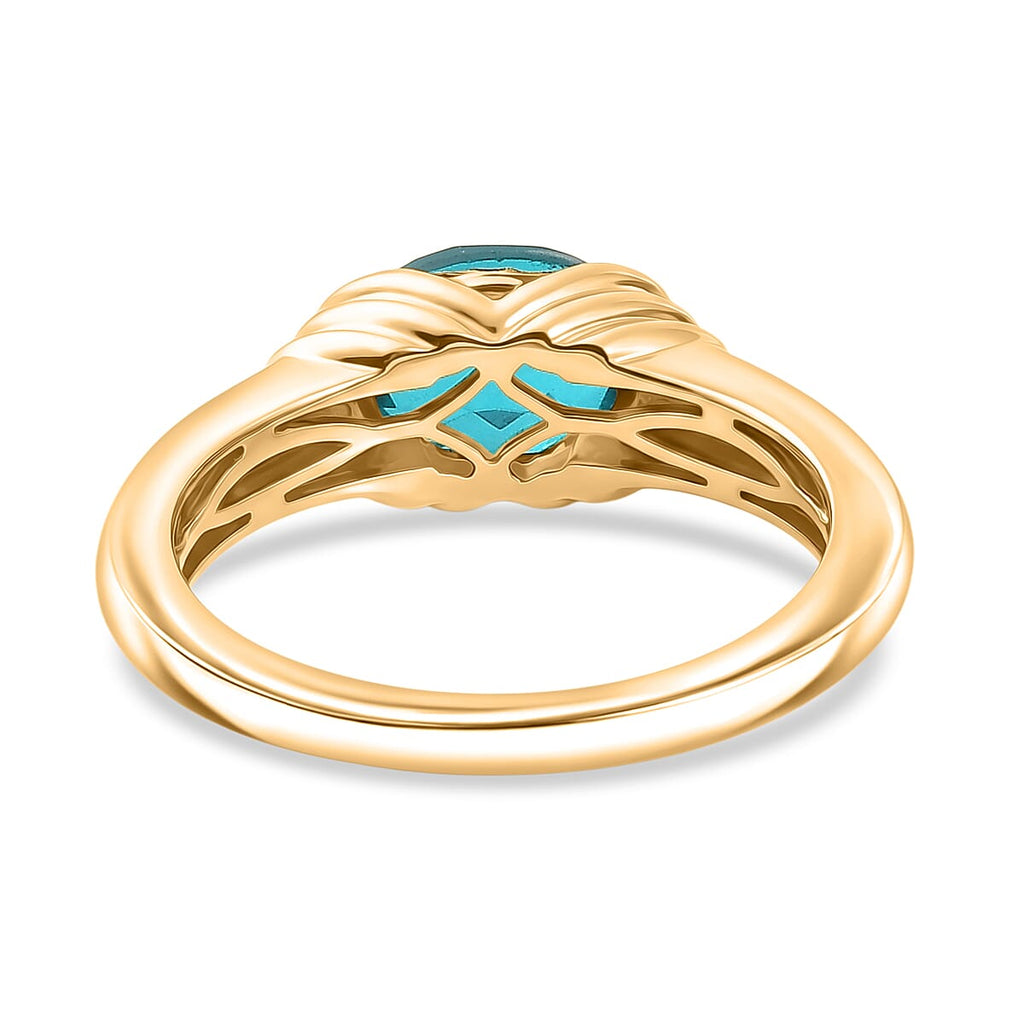D'Joy Capri Blue Triplet Quartz Solitaire Ring in Yellow Gold Plated  Sterling Silver 1.53 Ct._8478489_4