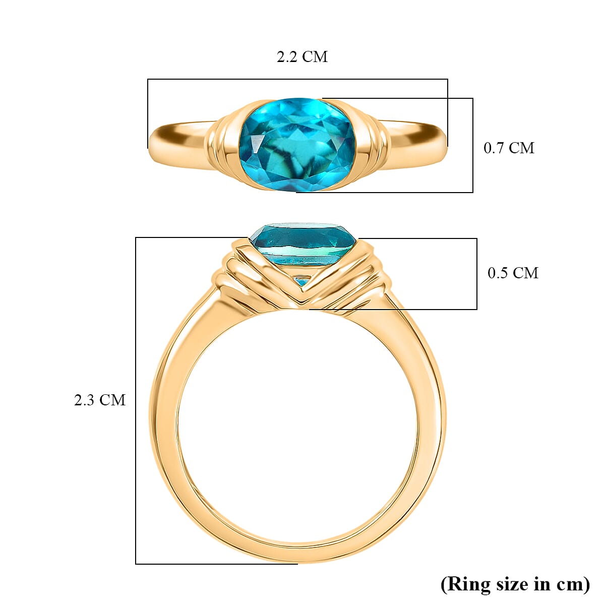 D'Joy Capri Blue Triplet Quartz Solitaire Ring in Yellow Gold Plated  Sterling Silver 1.53 Ct. V32527884 6