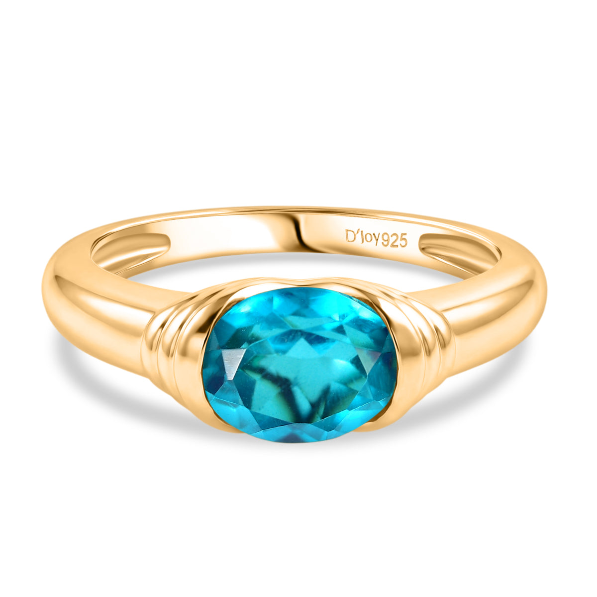 D'Joy Capri Blue Triplet Quartz Solitaire Ring in Yellow Gold Plated  Sterling Silver 1.53 Ct. V32519538 0